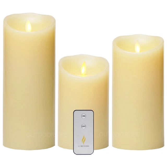 LUMINARA FLAMELESS WAX Scented Pillar Candle Moving Flame Battery