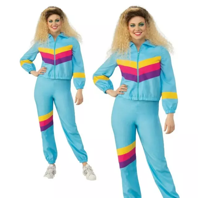 Adults Shell Suit Costume Ladies 80s Scouser Tracksuit Fancy Dress Retro