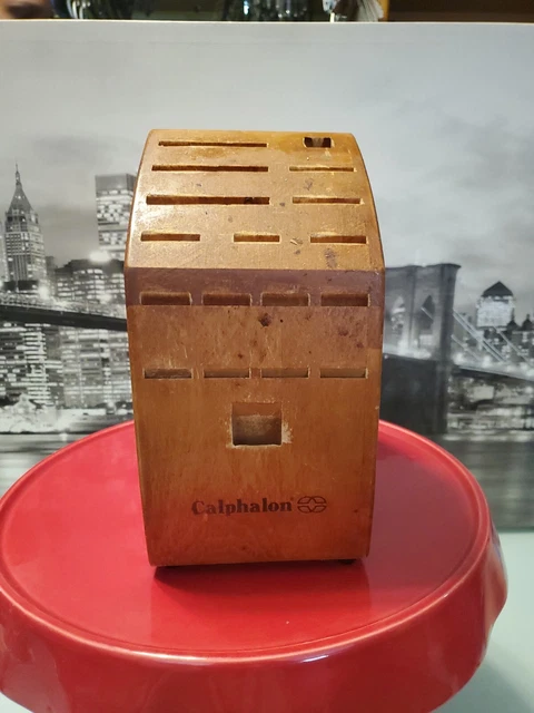 Organizador de almacenamiento de madera de bloque de ranura de cuchillo Calphalon 18 (solo bloque de cuchillo)