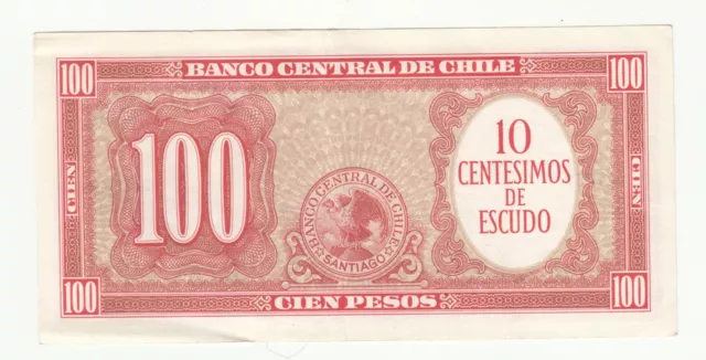 CHILE 1960. 10 Centesimos Overprint on 100 Pesos. Arturo Prat. P127. aUNC