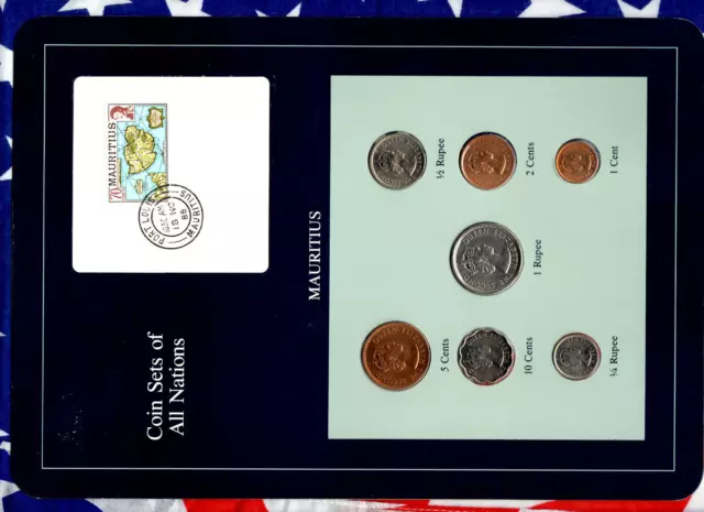 Coin Sets of All Nations Mauritius 1978 UNC 1/4,1/2,1 Rupee 10,5,2,1 Cents