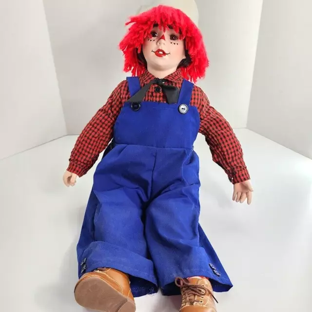 Vintage Danbury Mint Raggedy Andy Porcelain Doll 24'' by Kelly RuBert 1996