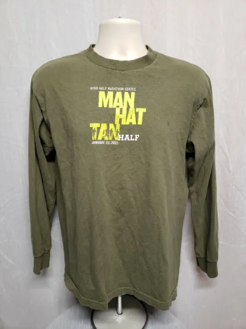 2011 NYRR Manhattan Half Marathon Series Adult Medium Green Long Sleeve TShirt
