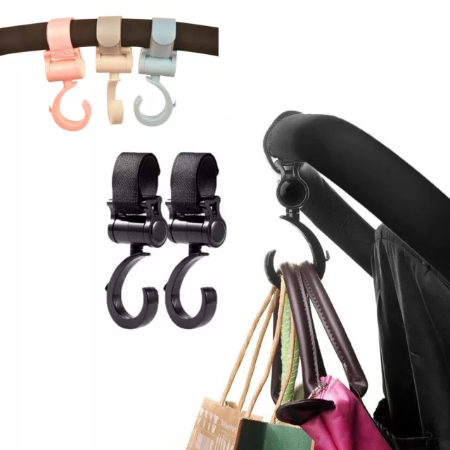2X Baby Hanger Bag Stroller Hooks Pram Rotate 360 Cart Hook Accessories RD1600