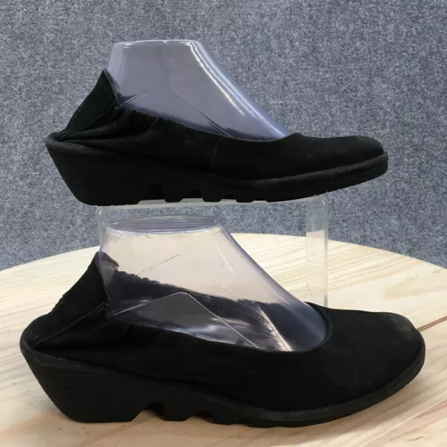Fly London Shoes Womens 40 Pledfly Slip On Wedge Heels P500819002 Black Leather
