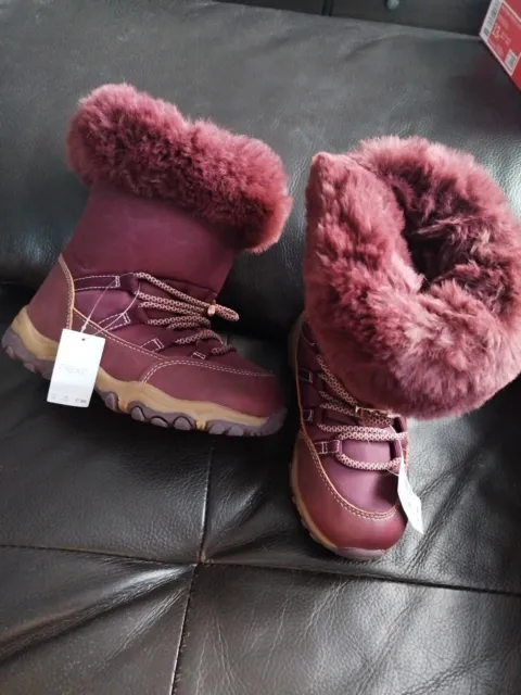 Bnwt Next Girls Snow Boots UK 10 11 Waterproof Dark Red