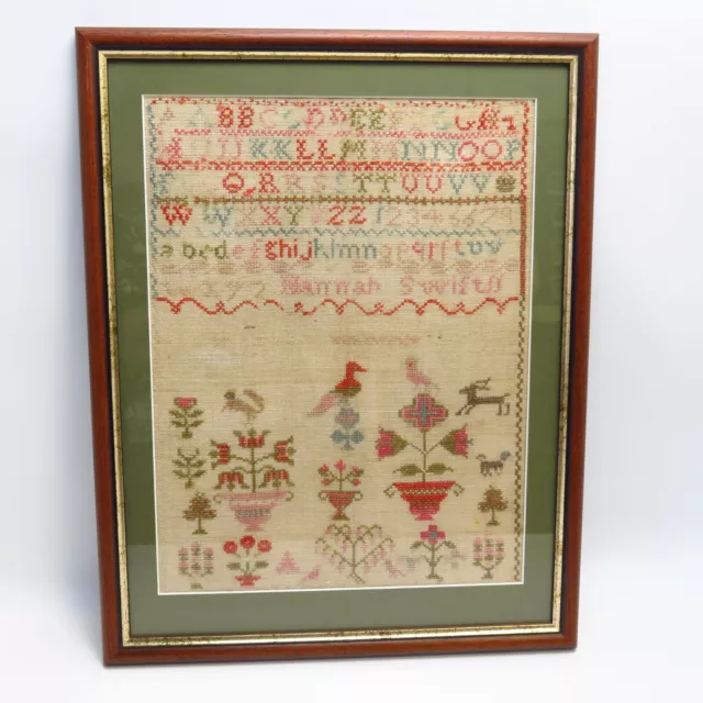 Antique Victorian Alphabet Sampler - Hannah Swift - Professionally Framed