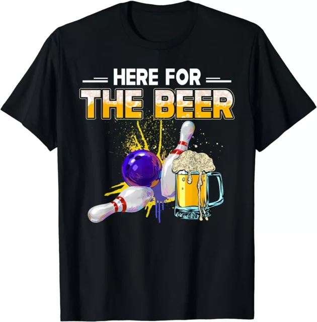 NEW LIMITED Funny Bowling Hobby Here For The Beer Drinking T-Shirt Size S-3XL