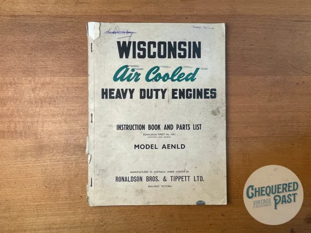 WISCONSIN Model AENLD Air Cooled Engine Australian Instruction Book & Parts LIst