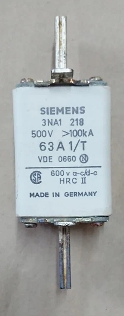Insert fusible Siemens 3NA1220 80A 500V 3 pièces /#5 5D1 6694