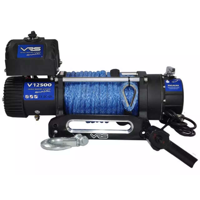 VRS 12500 lb Electric Winch 12V Synthetic Rope | 4WD Recovery Truck 4x4 Offroad