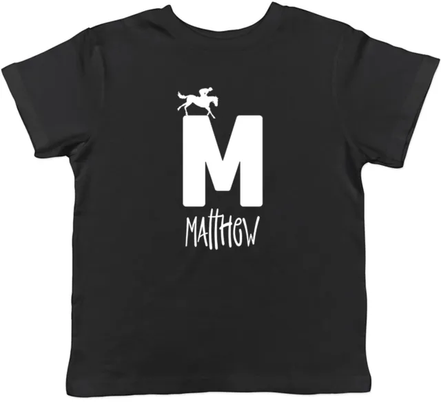 Personalised Horse Riding Alphabet Animal- M Childrens T-Shirt Boys Girls Gift