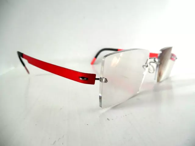 Lindberg Spirit Titanium Red/Black & Silver Rimless Eye Glasses 145 Col.U33