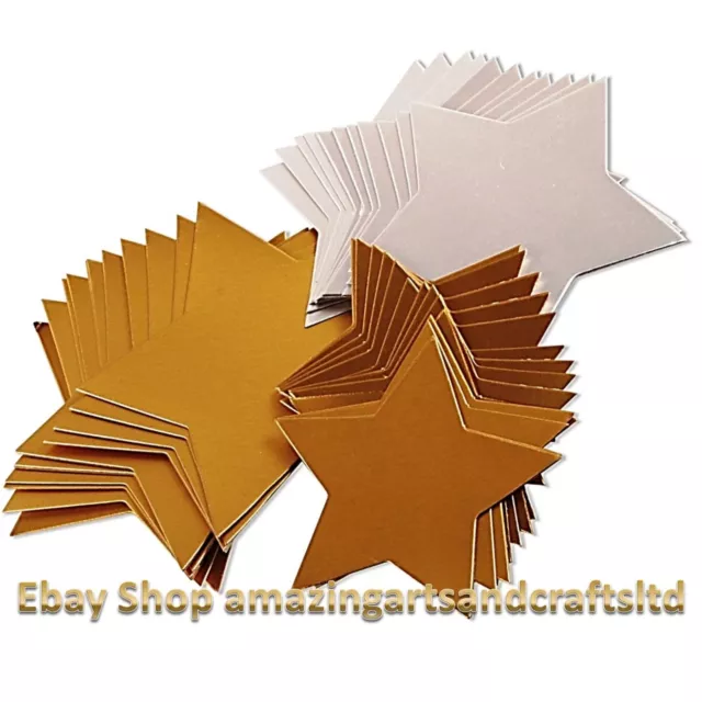 50 Gold And Silver Card Stars 3 Sizes Crafts Tags Decoration 12cm 10cm 8cm