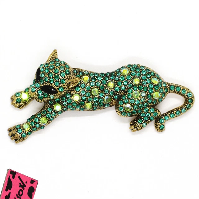New Fashion Women Blue Rhinestone Cute Leopard Crystal Charm Brooch Pin Gifts