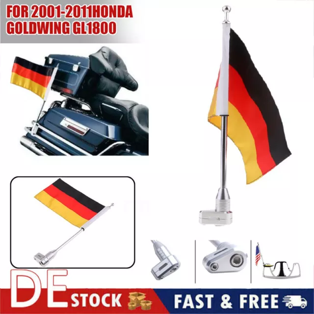 Fahnenstange Fahnemast Flaggenhalter Germany Für Honda Goldwing GL1800 01-12 DE.