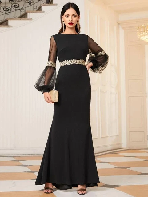 Vestito da sera o da cerimonia Abito lungo elegante per matrimonio e festa