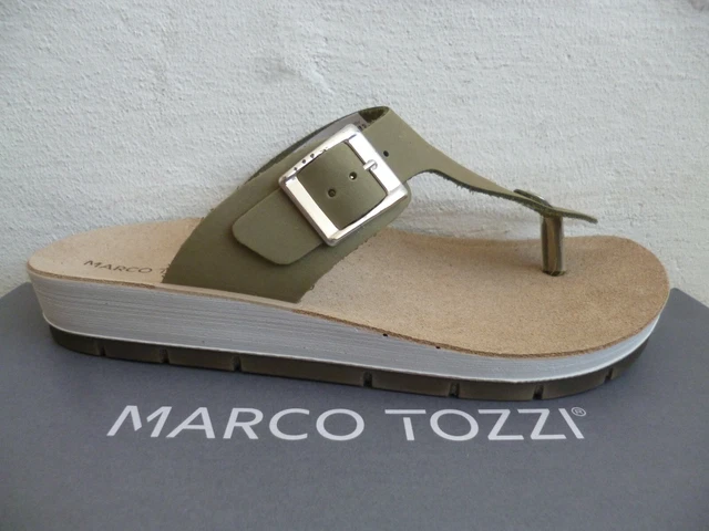 Marco Tozzi Femmes Paire de Tongs / Sandalettes Sandales Mules Vert Cuir