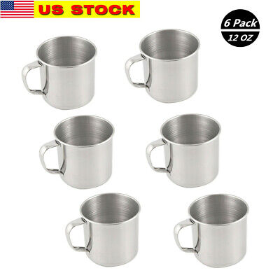 6 Pack Stainless Steel Coffee Soup Mug Tumbler Camping Mug Cup 12oz