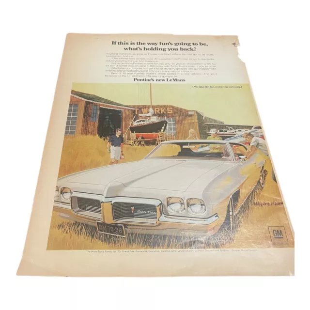 Vintage 1970 Pontiac Grand Prix Emphrea Print Ad 10.5” X 13.5” C.07