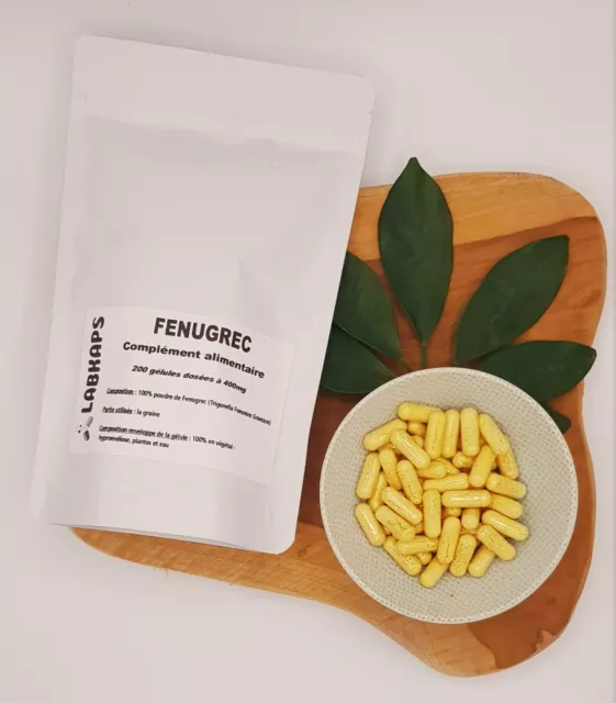 FENUGREC 200 gélules dosées à 400mg enveloppe de la gélule 100% végétale