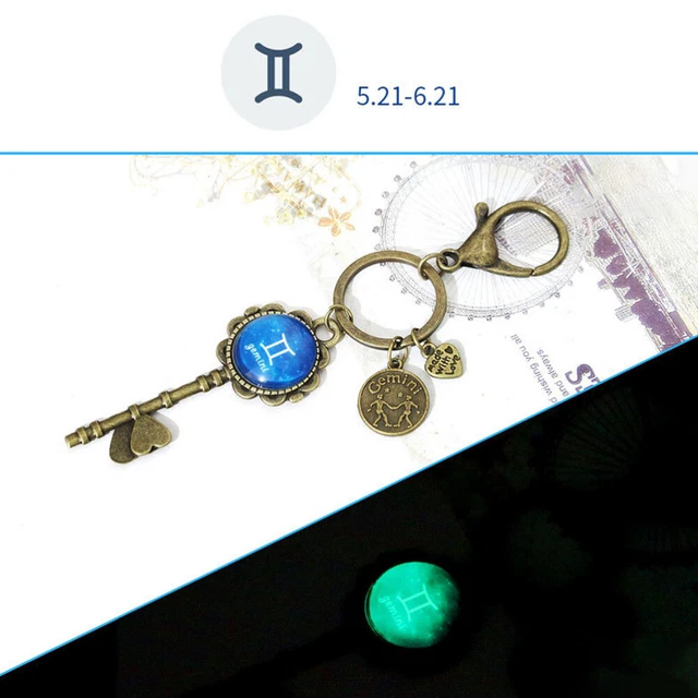 2 Pcs Horoscope Keyrings Hanging Keychain Jewelry Pendants Purse Accessories 3