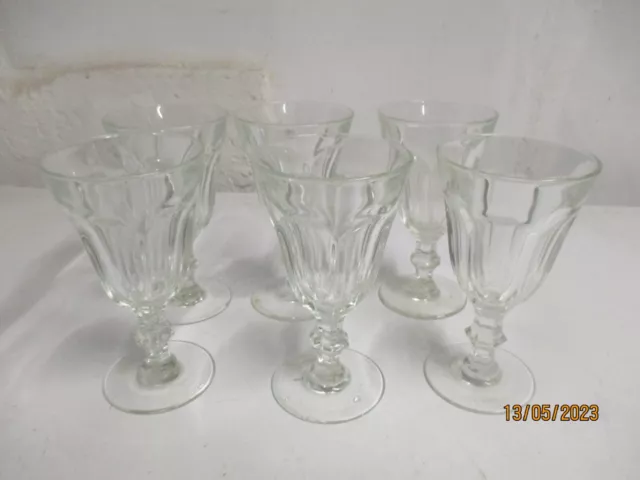 lot 6 grands verres de bistrot, côtes plates