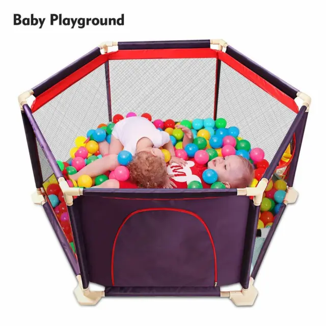 Kids Playyard Portable Safety Playpen for Baby Lightweight 6-Panel Mesh Enclosed