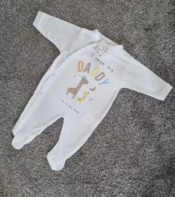Unisex Babygrow White I Love Daddy 3-6 Months Giraffes sleepsuit