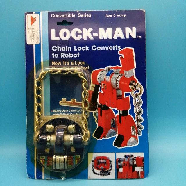 STAR LOCKMAN ROBOT Chain Lock Converts Transformers Silver Blue Padlock ...
