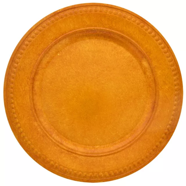Antique Gold Plastic Charger Plates with Beaded Rims, 13 in. (Pack of 12)