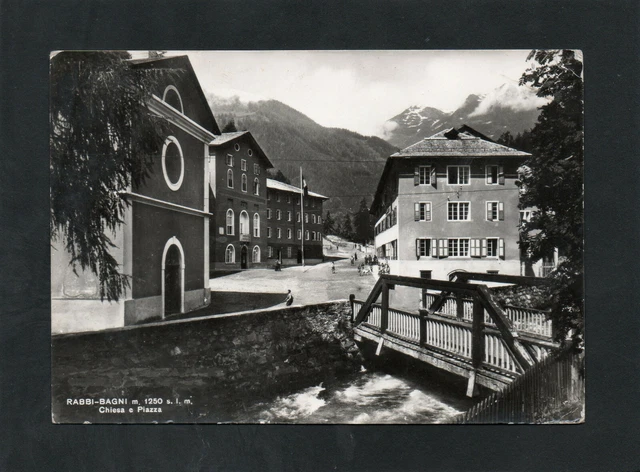 Cartolina Bagni Rabbi Trento Chiesa E Piazza Animata Fg Vg 1959