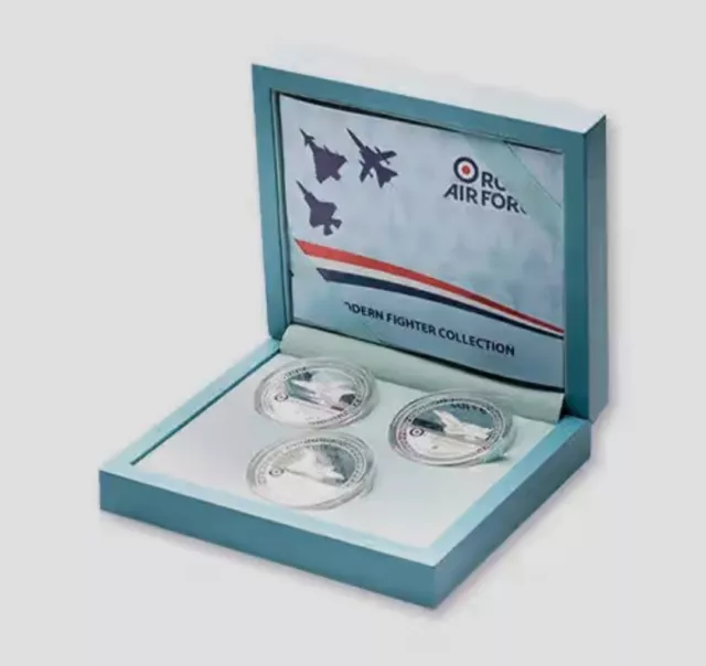 RAF Modern Fighter 3 Coin Medal Box Collection Set RAF 3 Proof Coins Medals Set