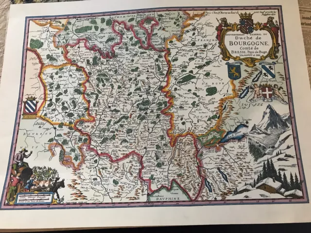 carte géographique ancienne du duché de Bourgogne - 1634 ( Reproduction)