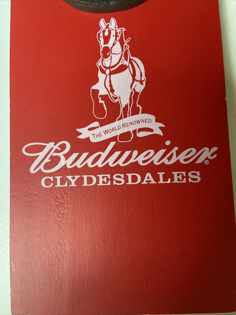 Budweiser Clydesdales Bottle Opener on Wooden Plaque 11 X 5 NEW M030