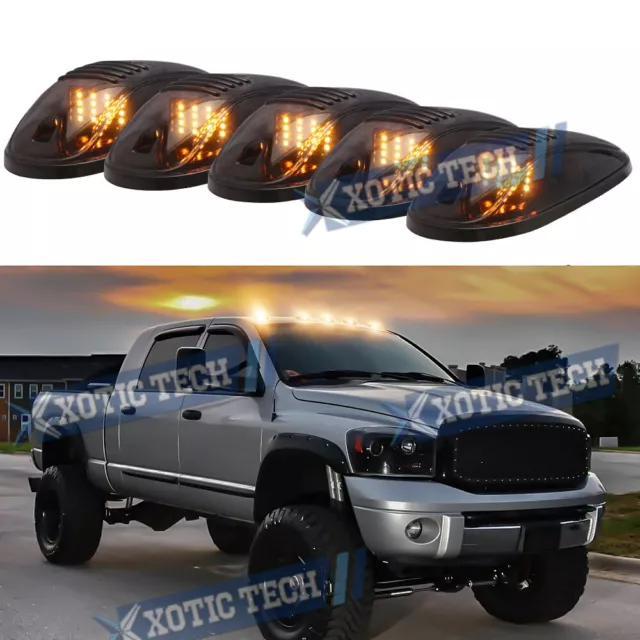 Smoked Lens Amber LED Cab Roof Clearance Lights For Dodge Ram 1500 2500 03-17