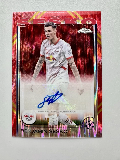 Carte Topps 2022 Benjamin Sesko Auto RC #161 – FC Salzburg, Autographe PSA
