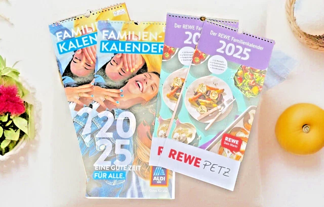 NEU 2025 ALDI 25 x JAHRES KALENDER + GRATIS 3 x REWE TIMER FAMILIEN