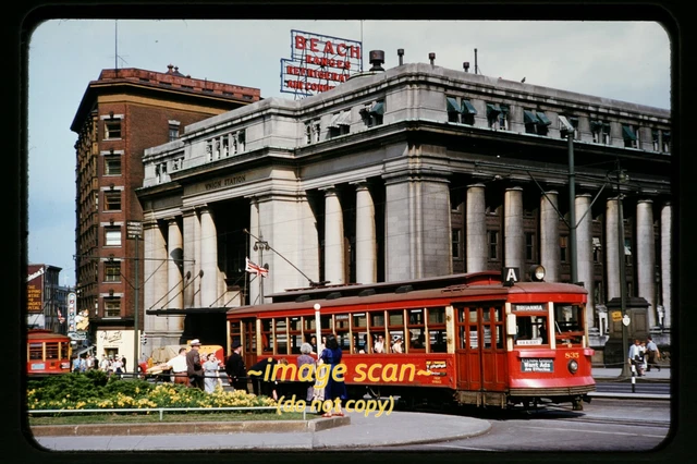 Trolley near Union Station, Ottawa, Canada in early 1950s, Kodachrome Slide i27b