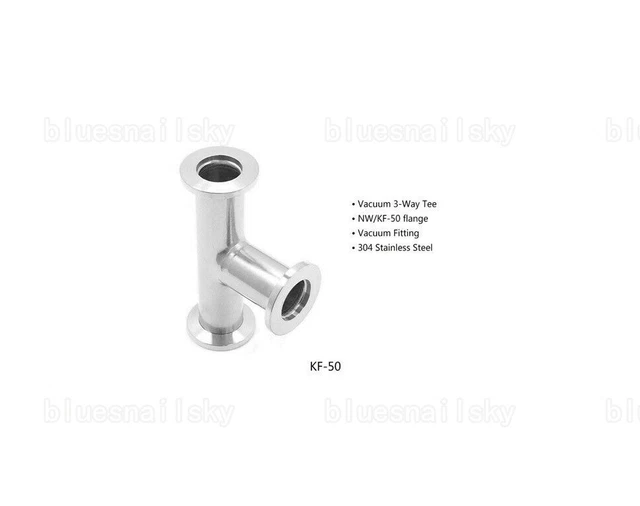 USA Sanitary Ferrule Pipe KF50 Flange Vacuum Fitting SS304 3-Way Tee Adapter