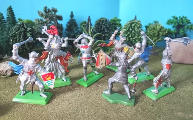 Lot Soldats Anciens Britains Chevaliers Figurine 1/32 Moyen Âge