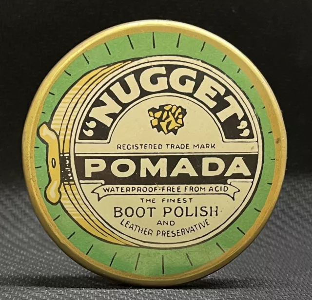 Vintage Pocket Mirror "Nugget" Pomada Cream The Finest Boot Polish And Leather..