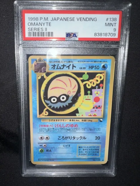 Omanyte Pokemon 1998 Glossy Vending Series 2 Japanese 138 PSA 9