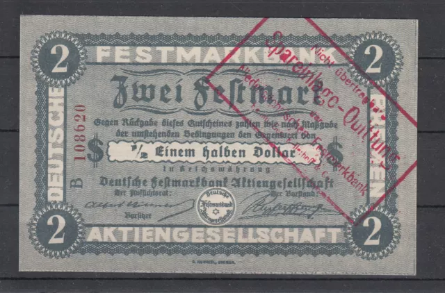 Bremen - Deutsche Festmarkbank - 2 Festmark - Müller 545.7 Stpl. rot
