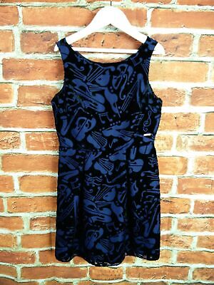 Girl M&S Autograph Age 9-10 Years Navy Mix Velvet Fit & Flare Dress Party 140Cm