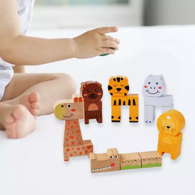 Blocs à empiler d'animaux en bois, jeu d'équilibre mignon, jouet pour