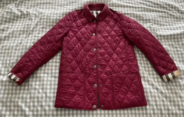 Burberry Diamond Quilted Ruby Red Jacket Girls Size 12 (or petite adult xxs/xs)