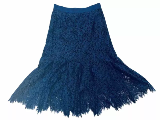 Rebecca Taylor Navy Blue Floral Lace Skirt Size 2