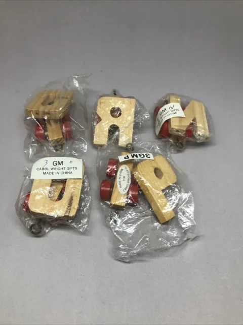 Tren de cartas de madera villancico wright regalos inacabados iniciales alfabeto ruedas rojas