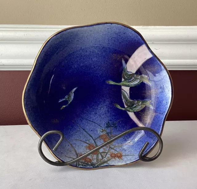 Cobalt Blue Japanese Vase, Tajimi Pottery, Fuku Arita Porcelain